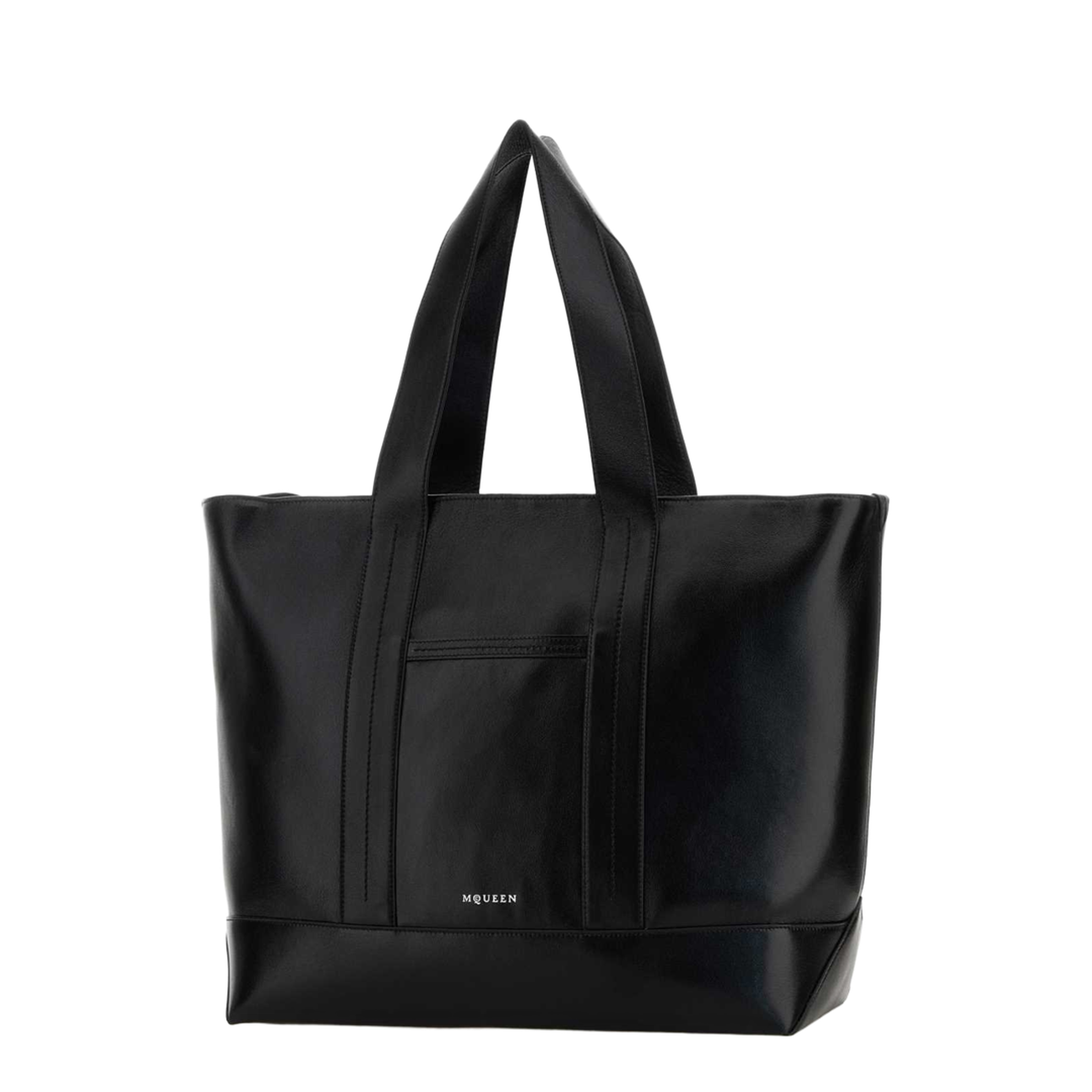 Black Leather Shopping Bag