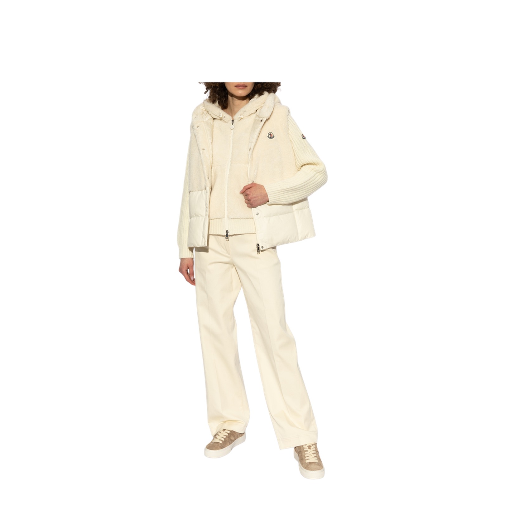 White Ivory Cotton Gabardine Straight Leg Trousers