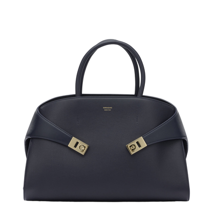 Hug Medium Calfskin Tote Bag - Navy