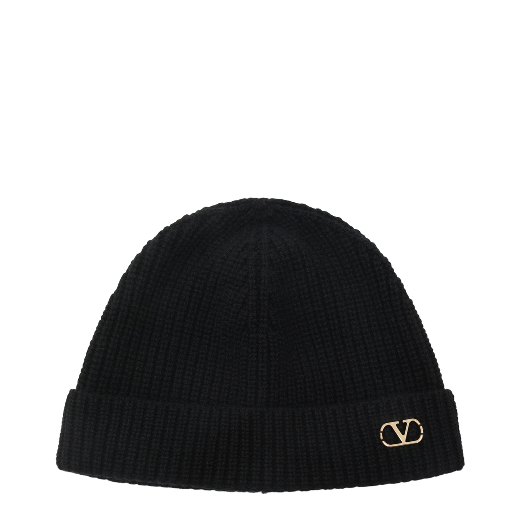 MAYFEYR - Valentino - Black Vlogo Signature Cashmere Beanie - 9Y2HB02GATZ0NO