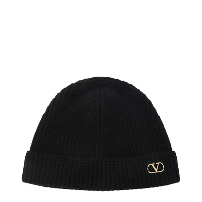 MAYFEYR - Valentino - Black Vlogo Signature Cashmere Beanie - 9Y2HB02GATZ0NO