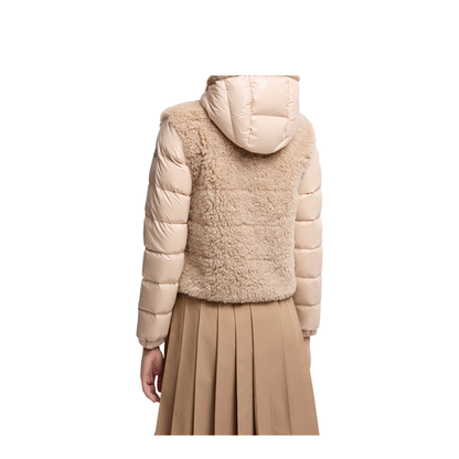Beige Plantay Hooded Teddy Short Down Jacket