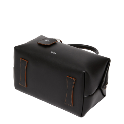 Medium Natural Leather Bowler Bag Black