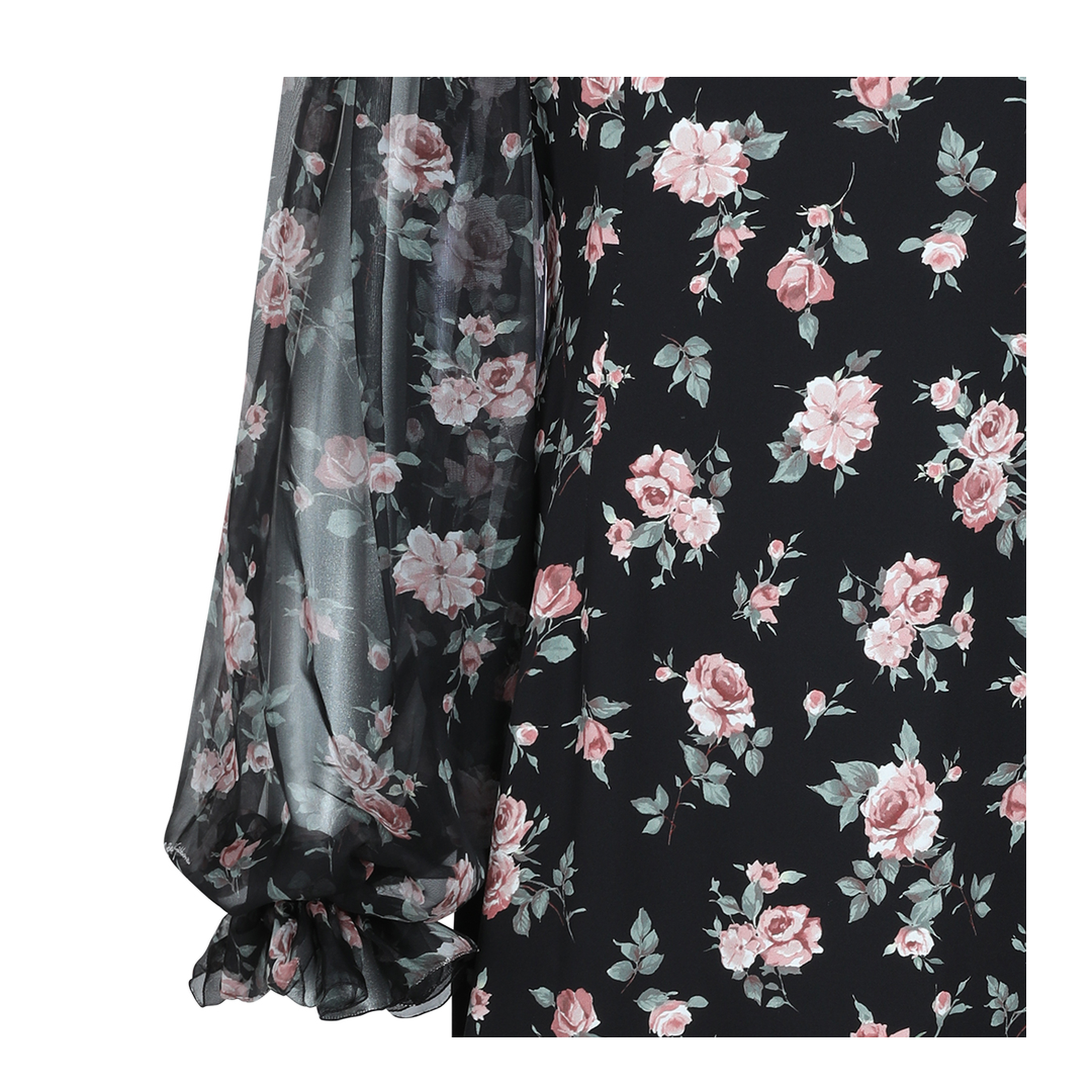 Vintage Roses-Print Charmeuse Dress