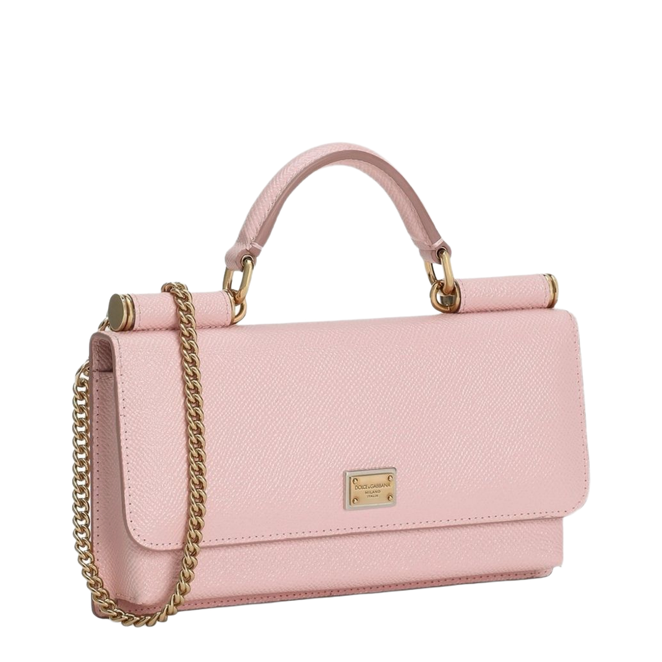 Pink Mini Bag in Dauphine Leather with Logo Tag