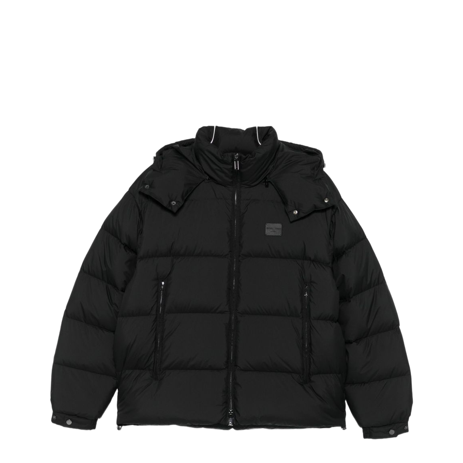 Water-repellent, quilted ripstop nylon hooded down jacket