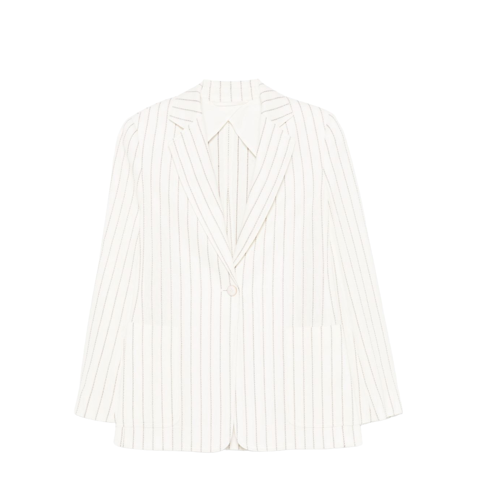 Linen-Blend Single-Breasted Jacket In White