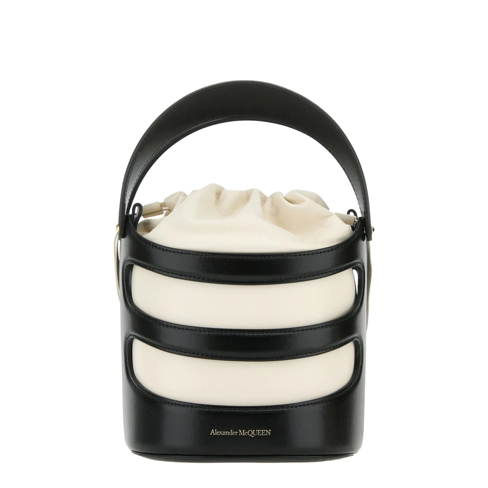 Black Leather Bucket Bag