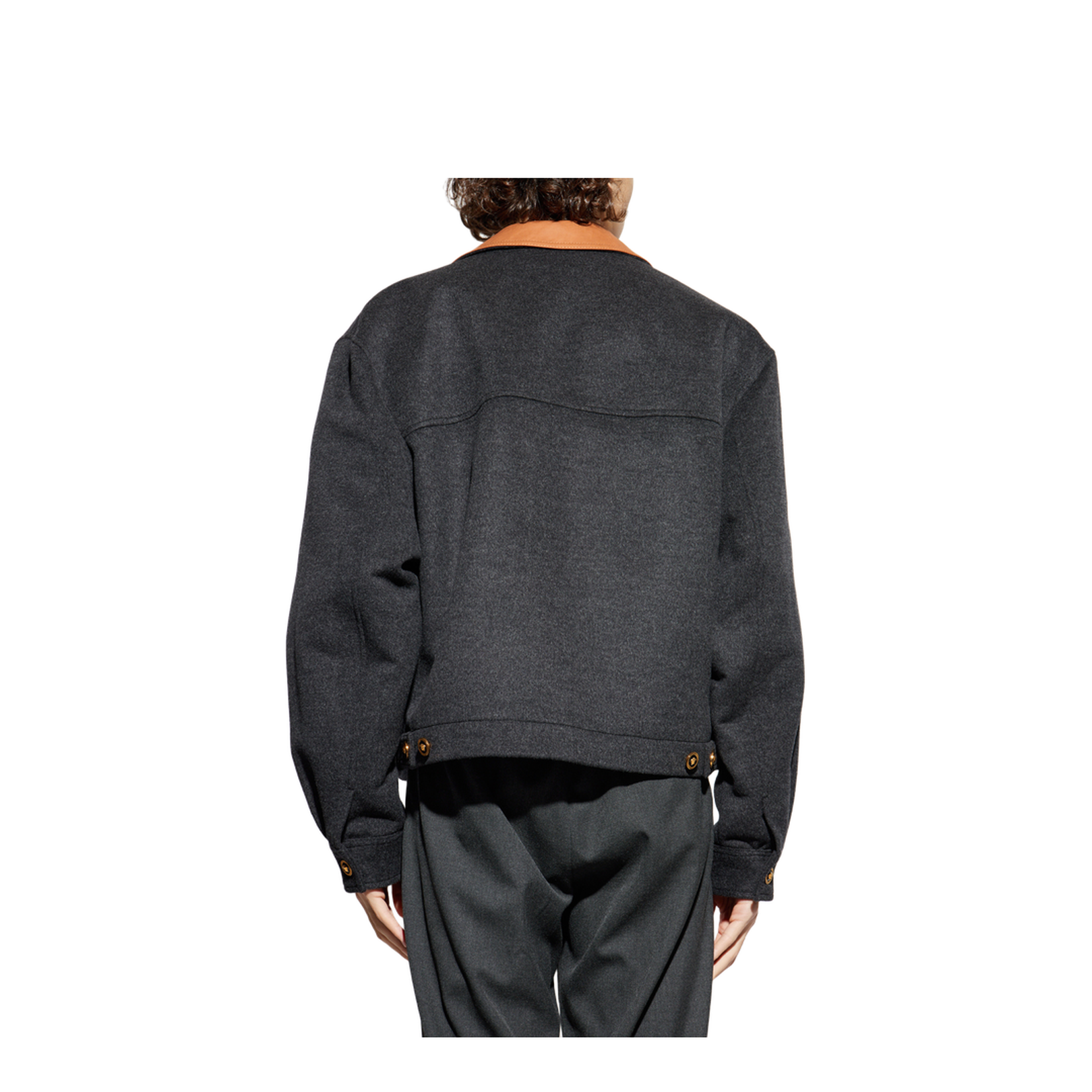 Jacket with leather collar