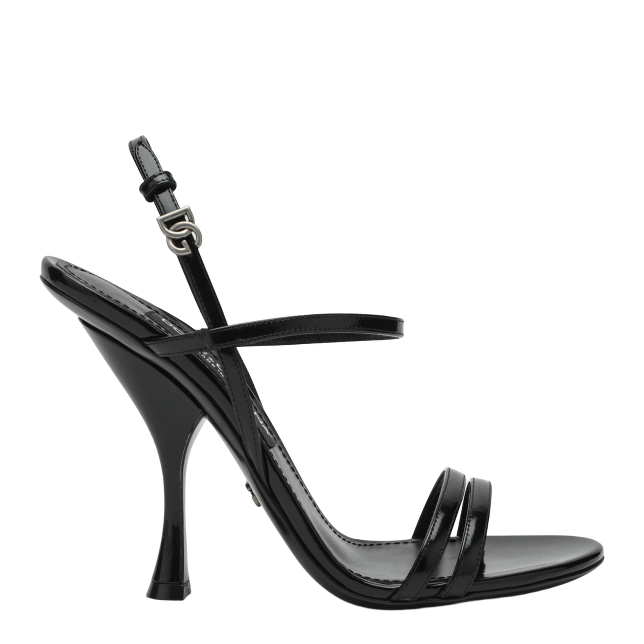 Polished Calfskin Sandals in Black