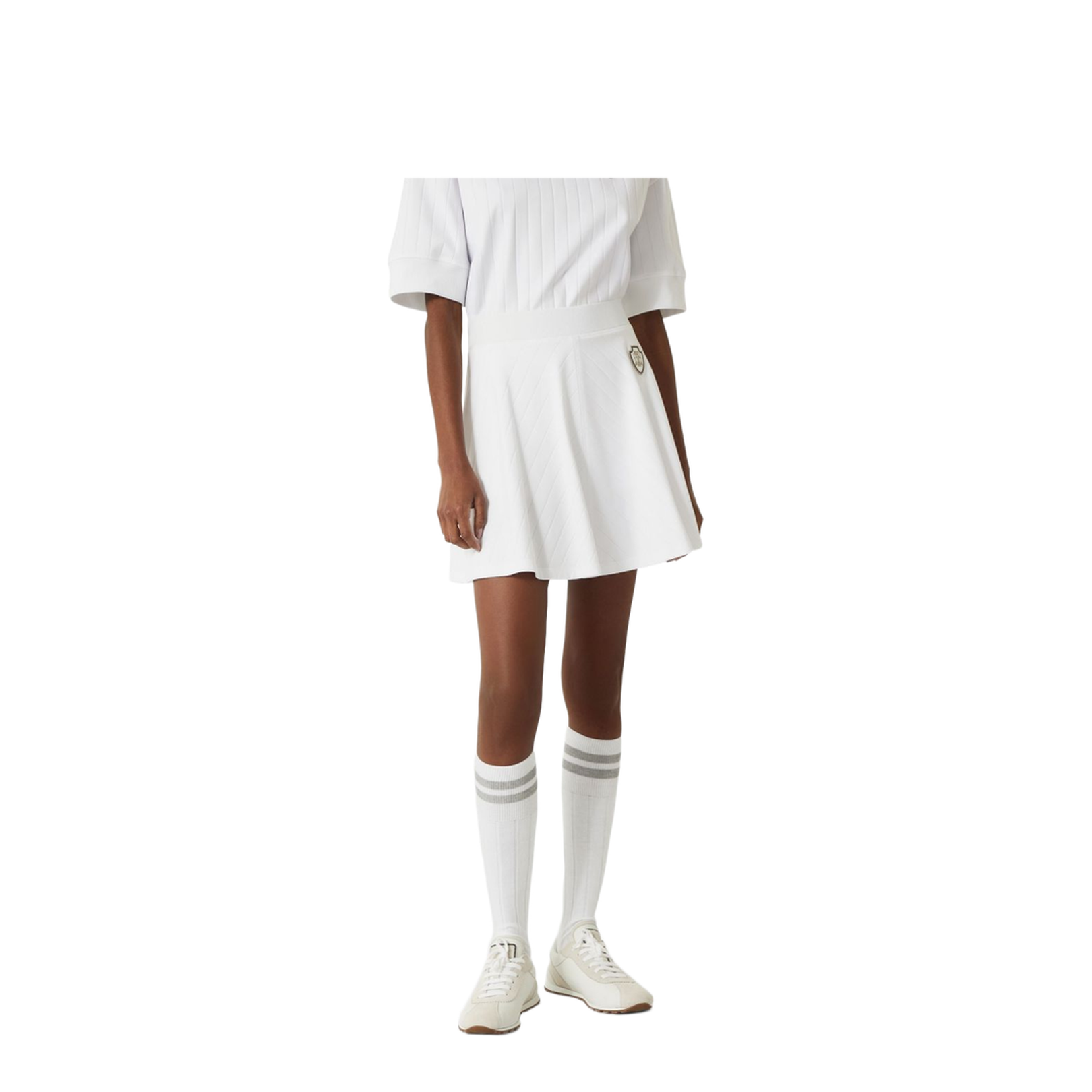 Cotton Wide Ribbed Interlock Mini Skirt with Logo