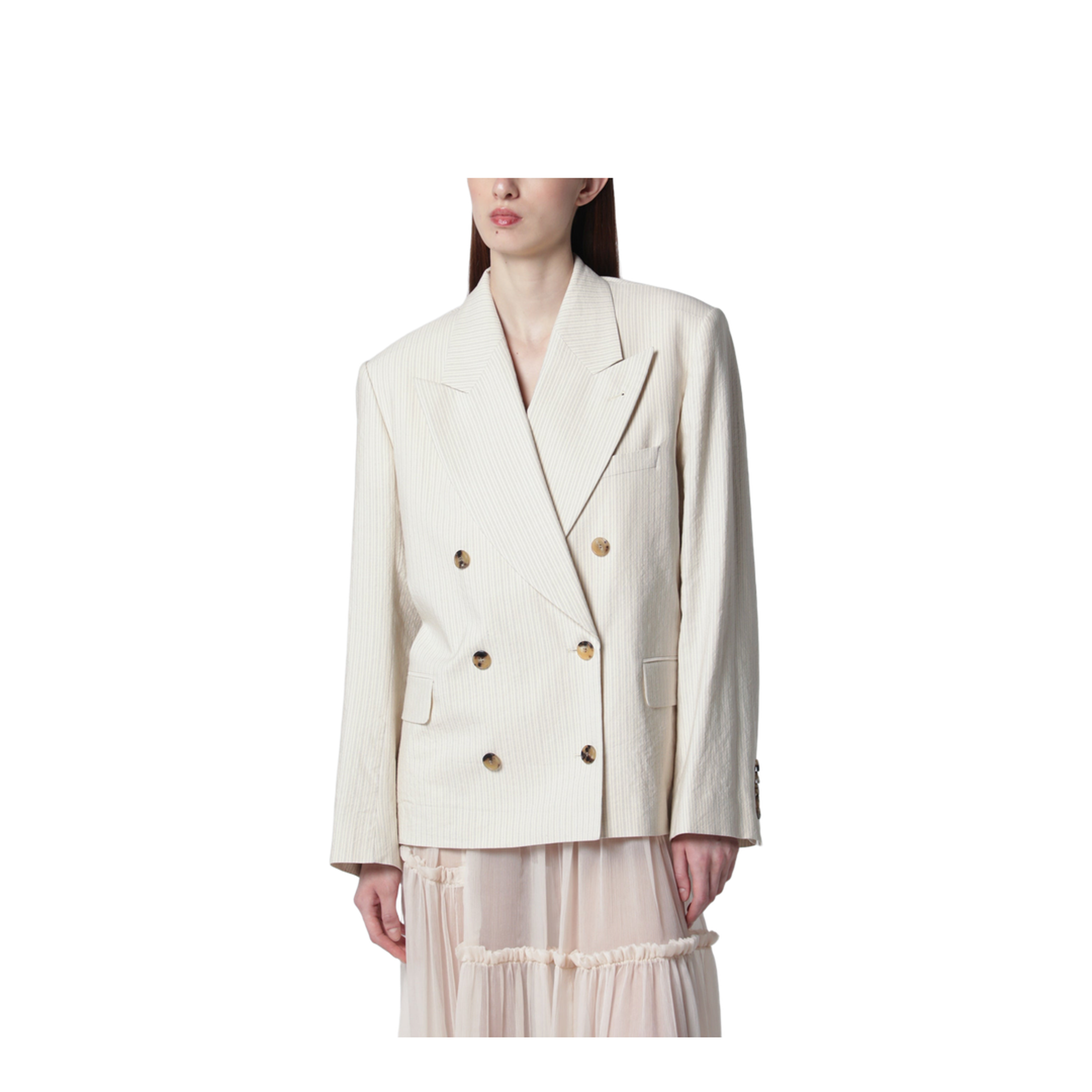 Ecru Oversized Double-Breasted Jacket