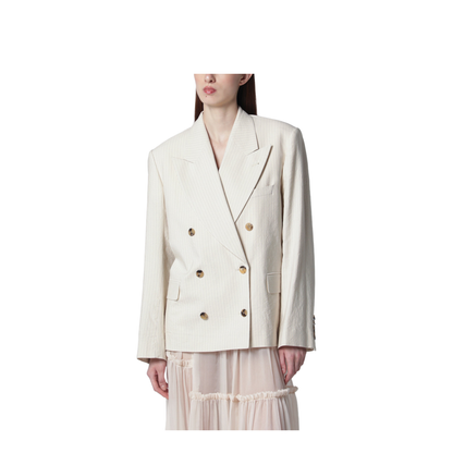 Ecru Oversized Double-Breasted Jacket