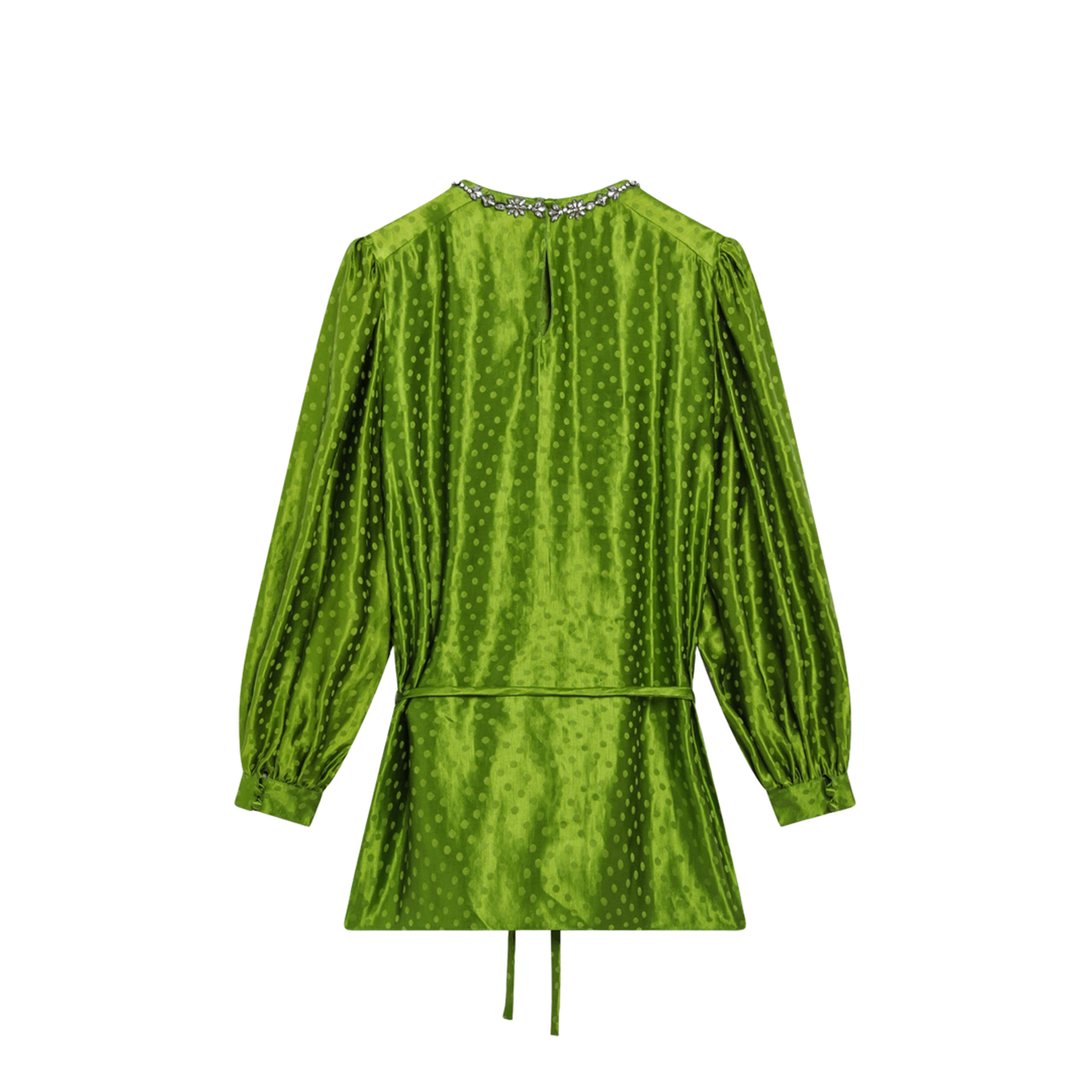 MAYFEYR - Valentino - Avocado Polka-Dot Silk-Blend Jacquard Mini Dress - 9B3AEC40AB80LD