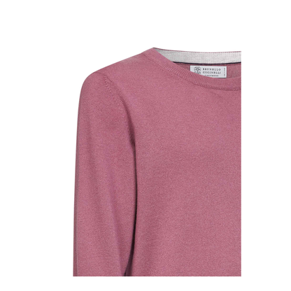 Ribbed Knitted Crewneck Sweater Pink