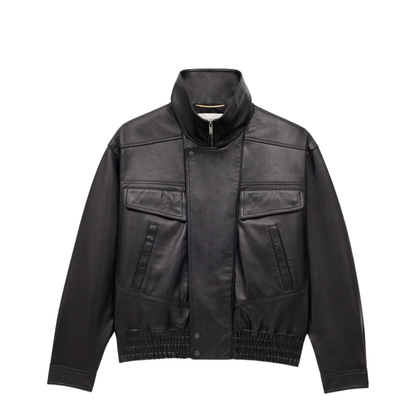Bomber Jacket in Plunged Lambskin