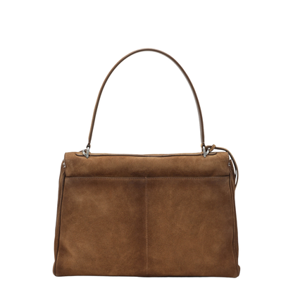 Rodeo Medium Waxed Suede Calfskin Handbag - Camel