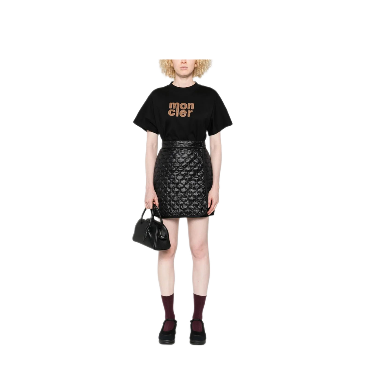 Square-Quilted Padded Mini Skirt
