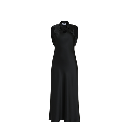 Satin Dress Decorative Cross Black