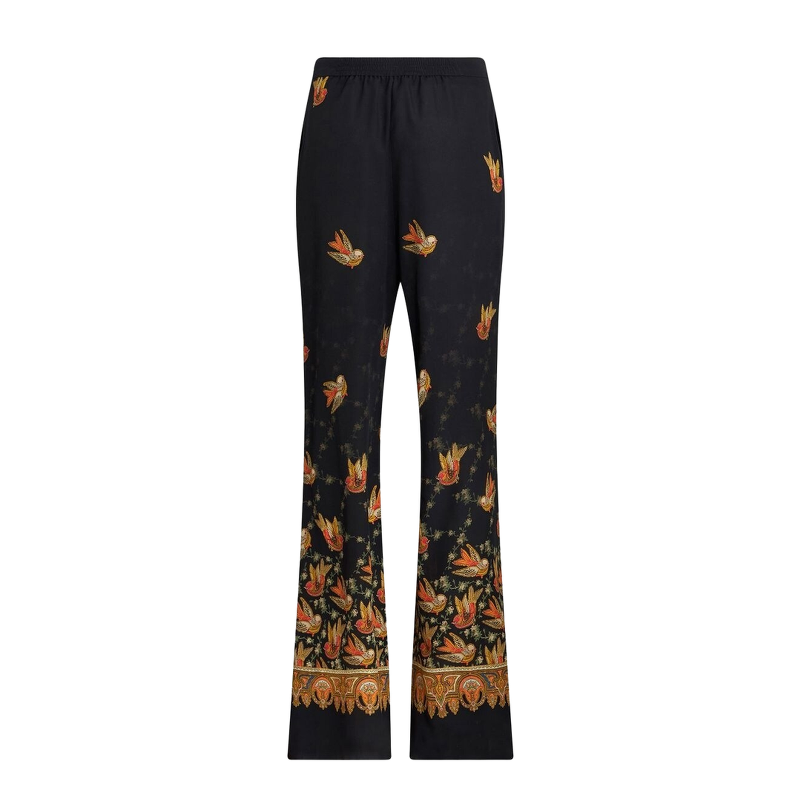 Silk Paisley-Print Straight Trousers