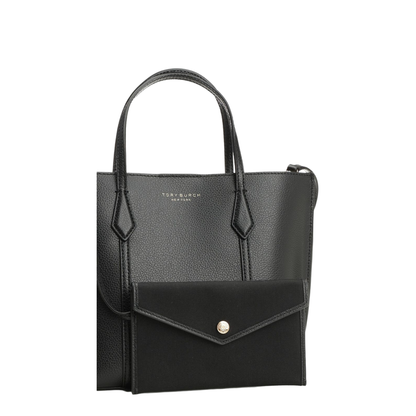 Perry Small Grained Leather Tote - Black