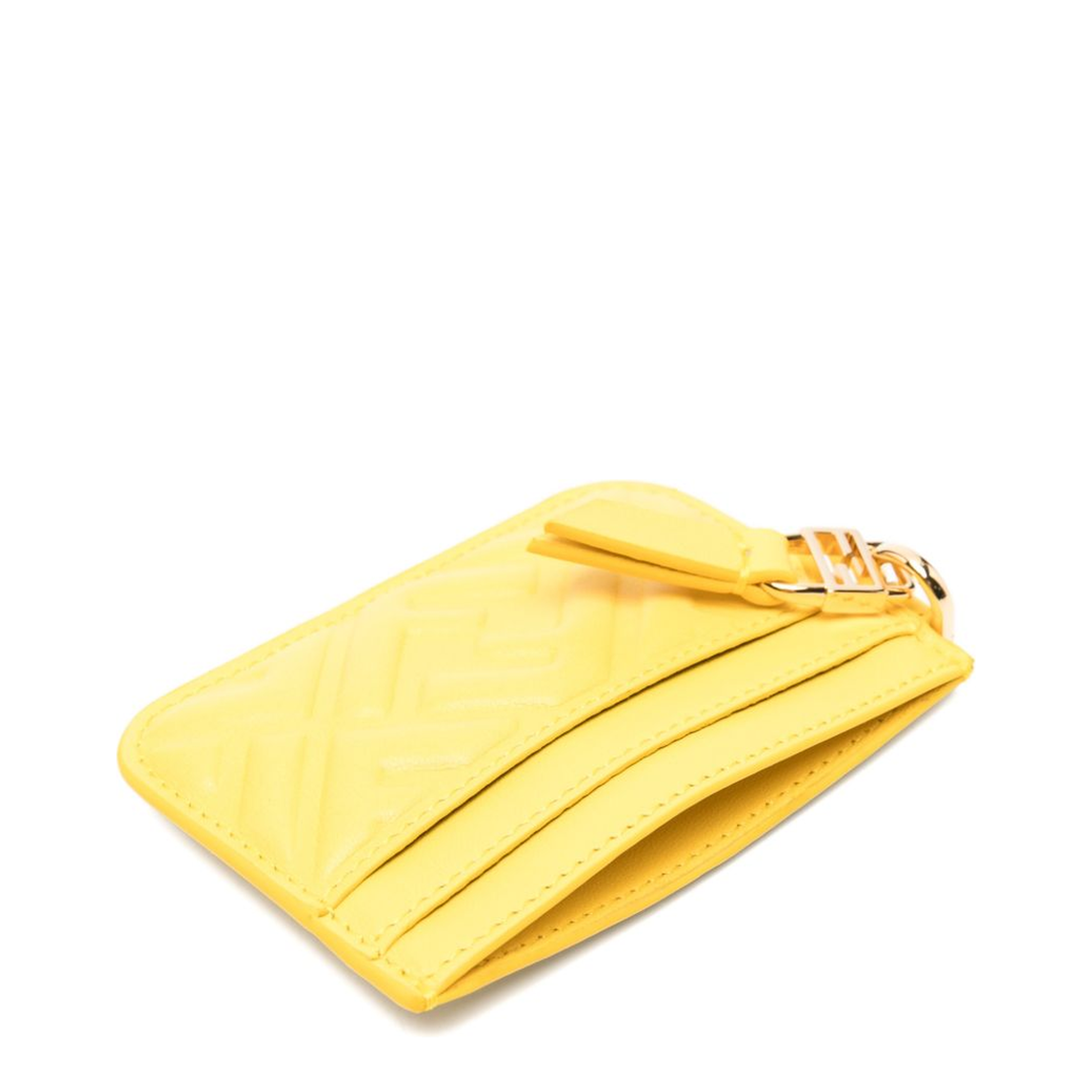 Yellow Nappa Leather Baguette Card Case with FF Motif