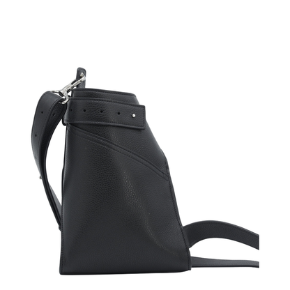 Small Belted Hobo Bag in Grained Leather