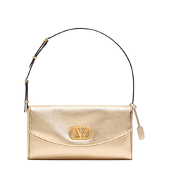 DeVain Small Laminated Nappa Leather Shoulder Bag - Gold