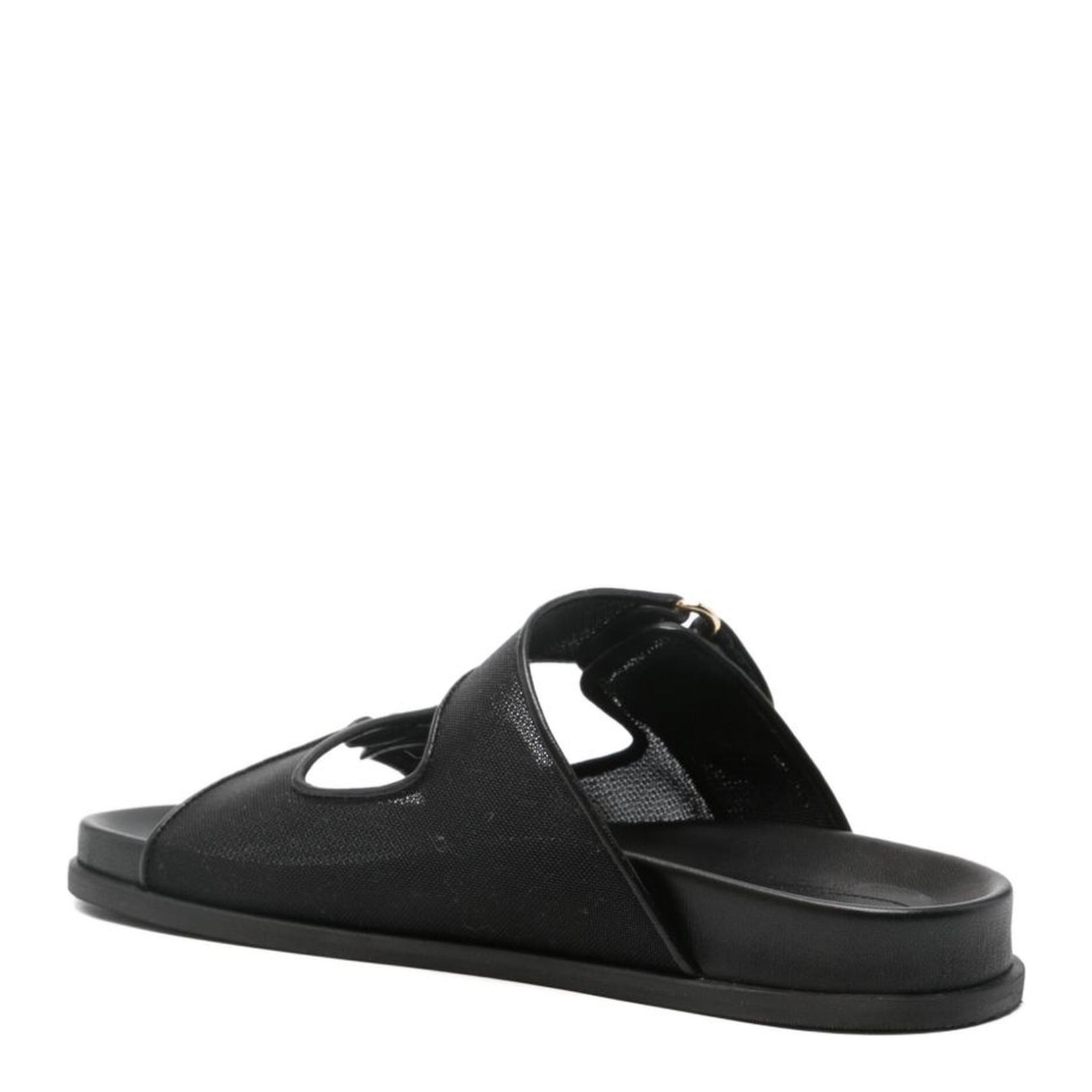 Fayence Sandal Black Mesh and Patent Leather Sandals