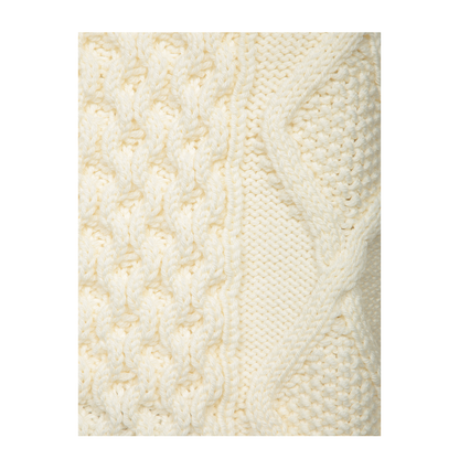 White Turtleneck Knitting Sweater in Virgin Wool