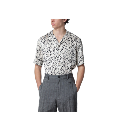 Viscose Shirt with Black/Ecru Pattern