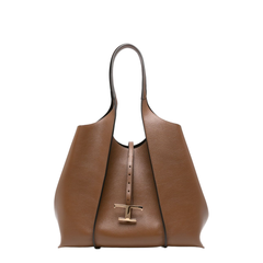 T Timeless Medium Calfskin Shopping Bag - Brown