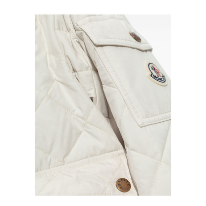 White Chitre Diamond-Quilted Padded Shirt Jacket