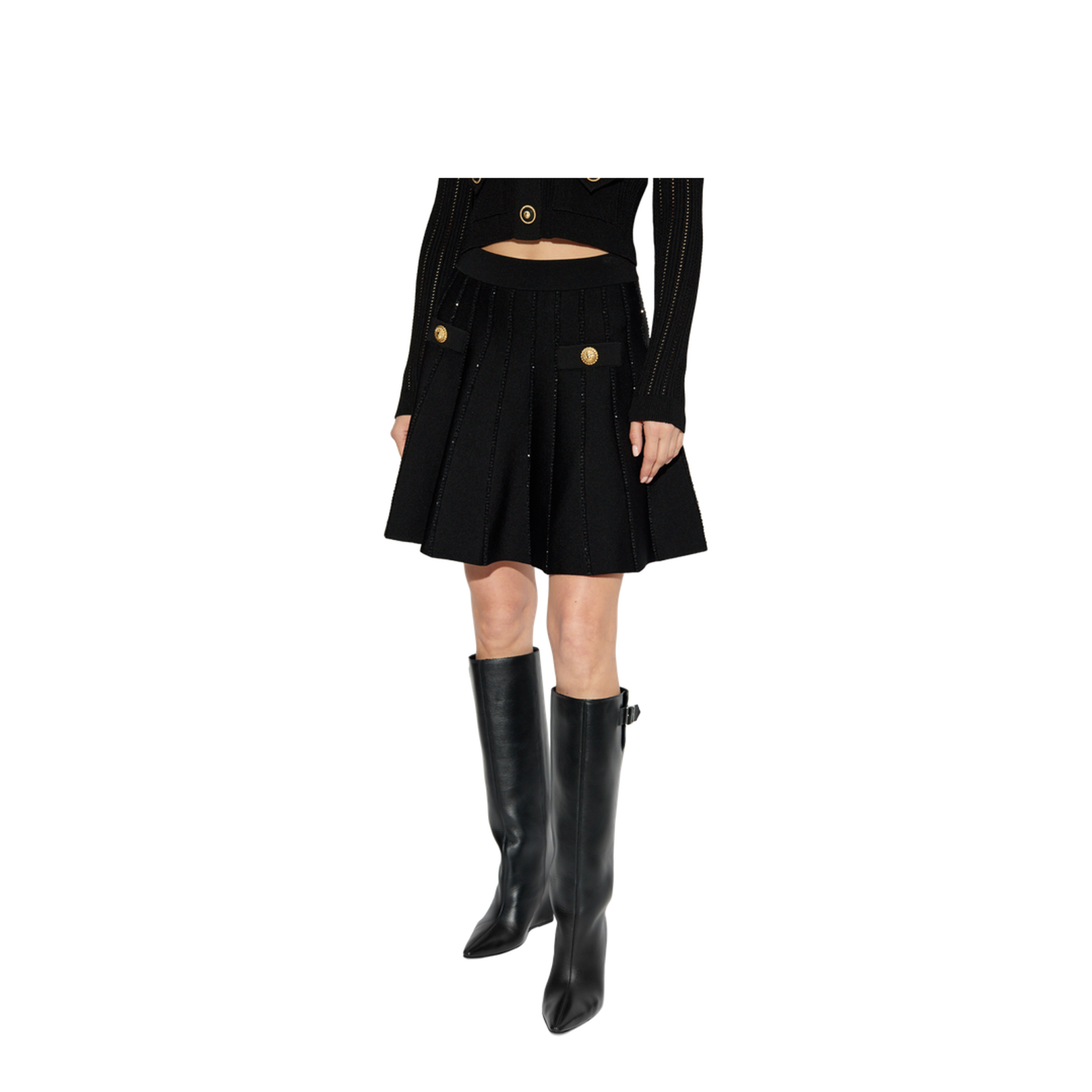 Flared Knit Skirt with Sparkly Stripes