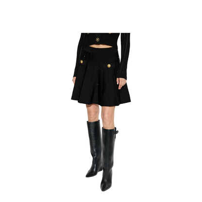 Flared Knit Skirt with Sparkly Stripes