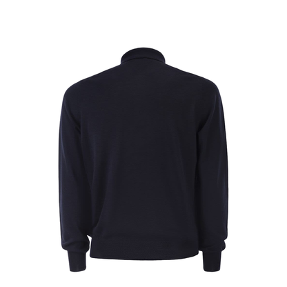 Long-sleeved wool polo shirt