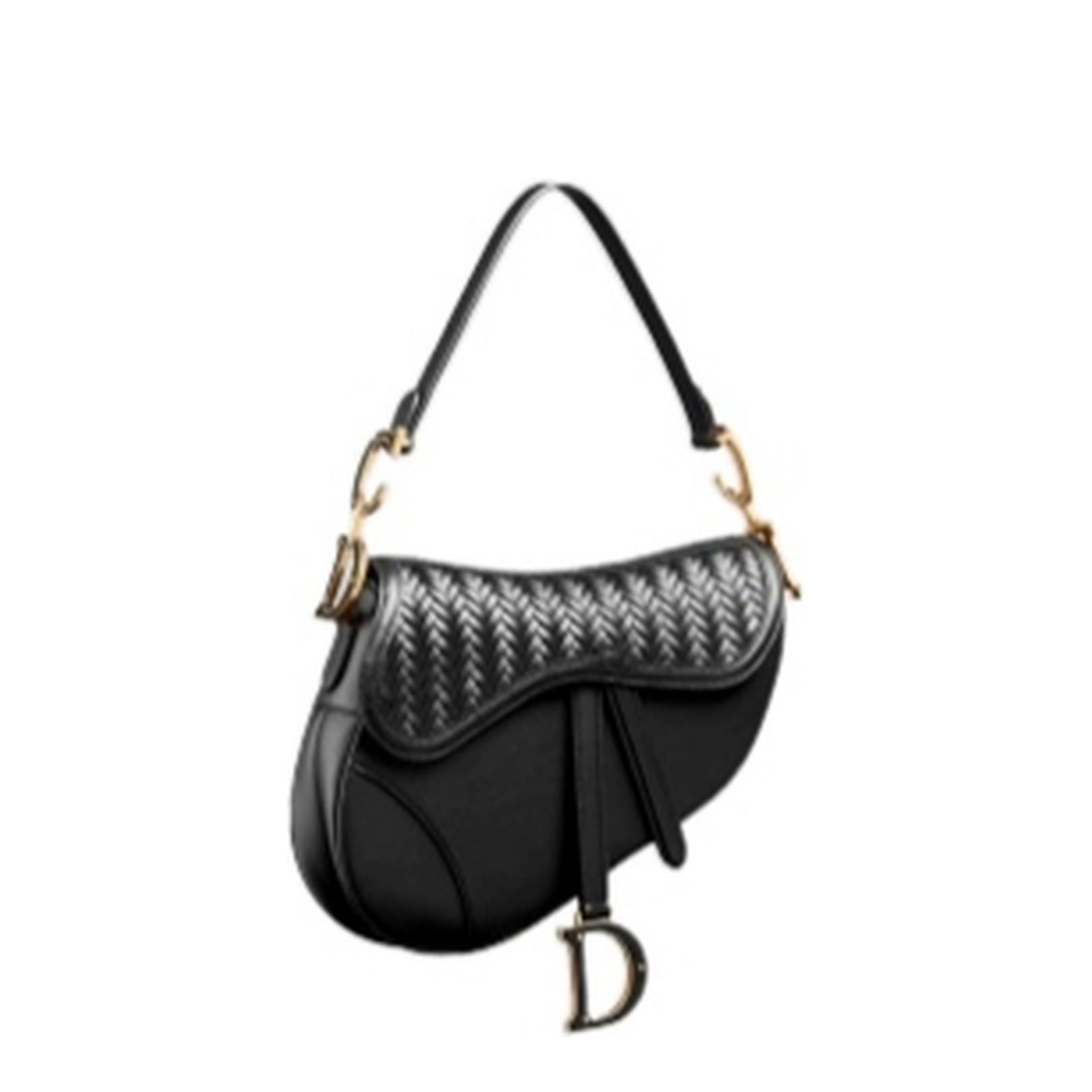Saddle Bag with Strap Black Grained Calfskin