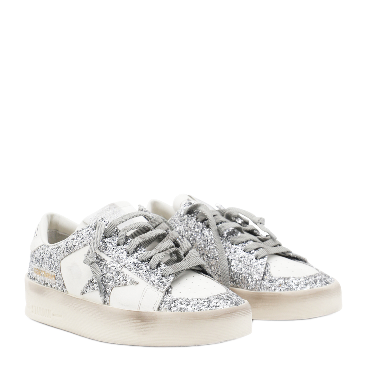Stardan Sneakers in White and Silver Glitter