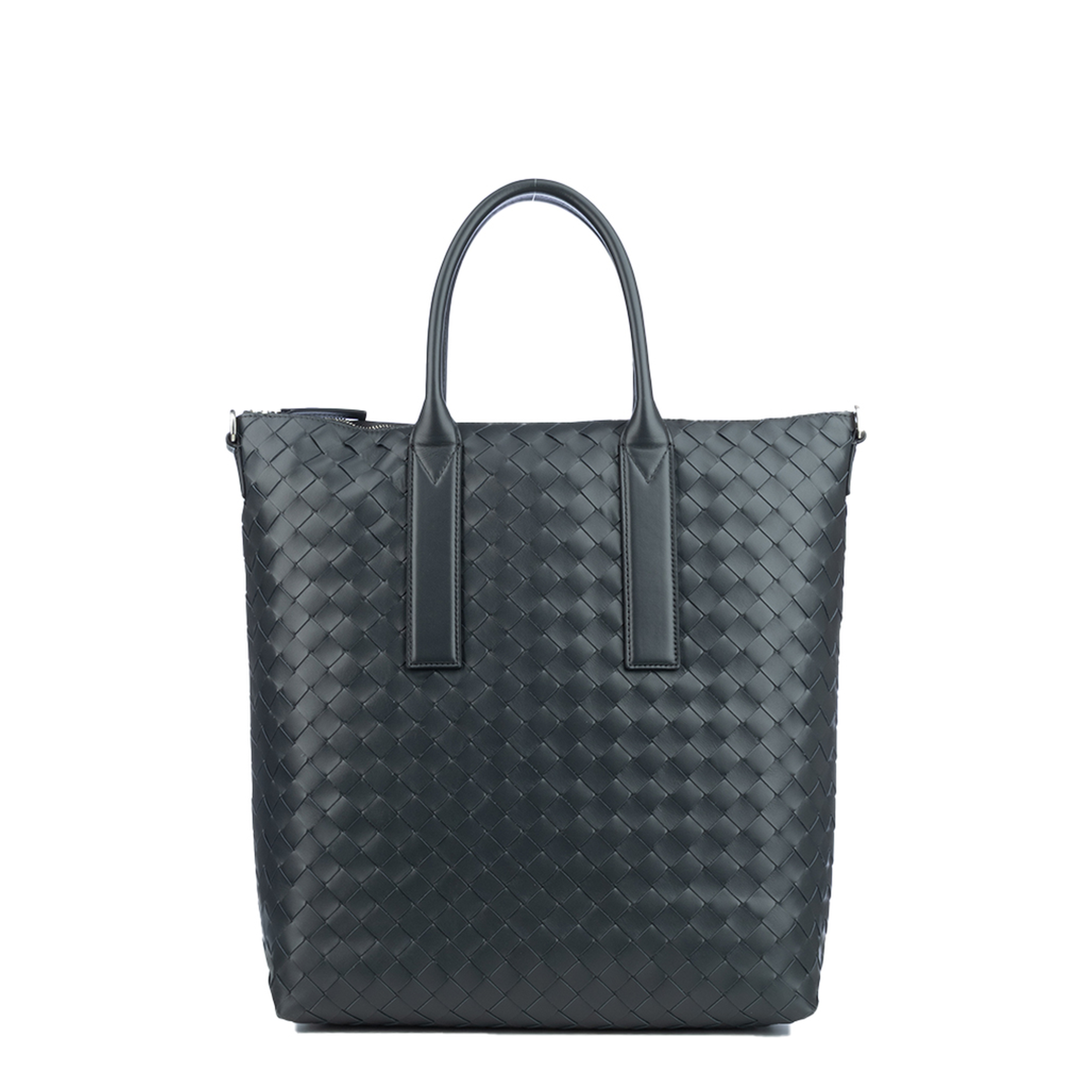 Intrecciato Leather Tote Bags - Black