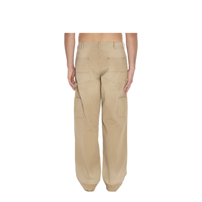 Beige Herringbone Trousers