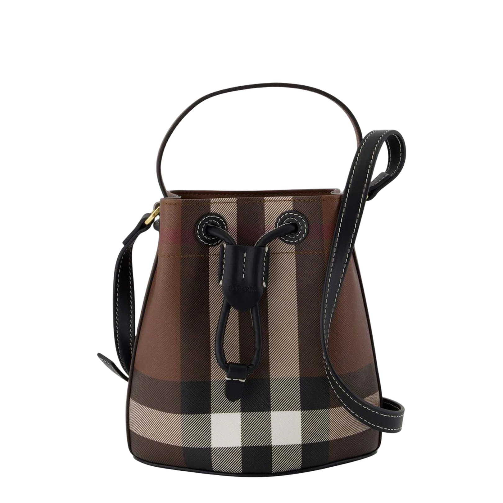 Giant Check Mini Drawstring Bucket Bag