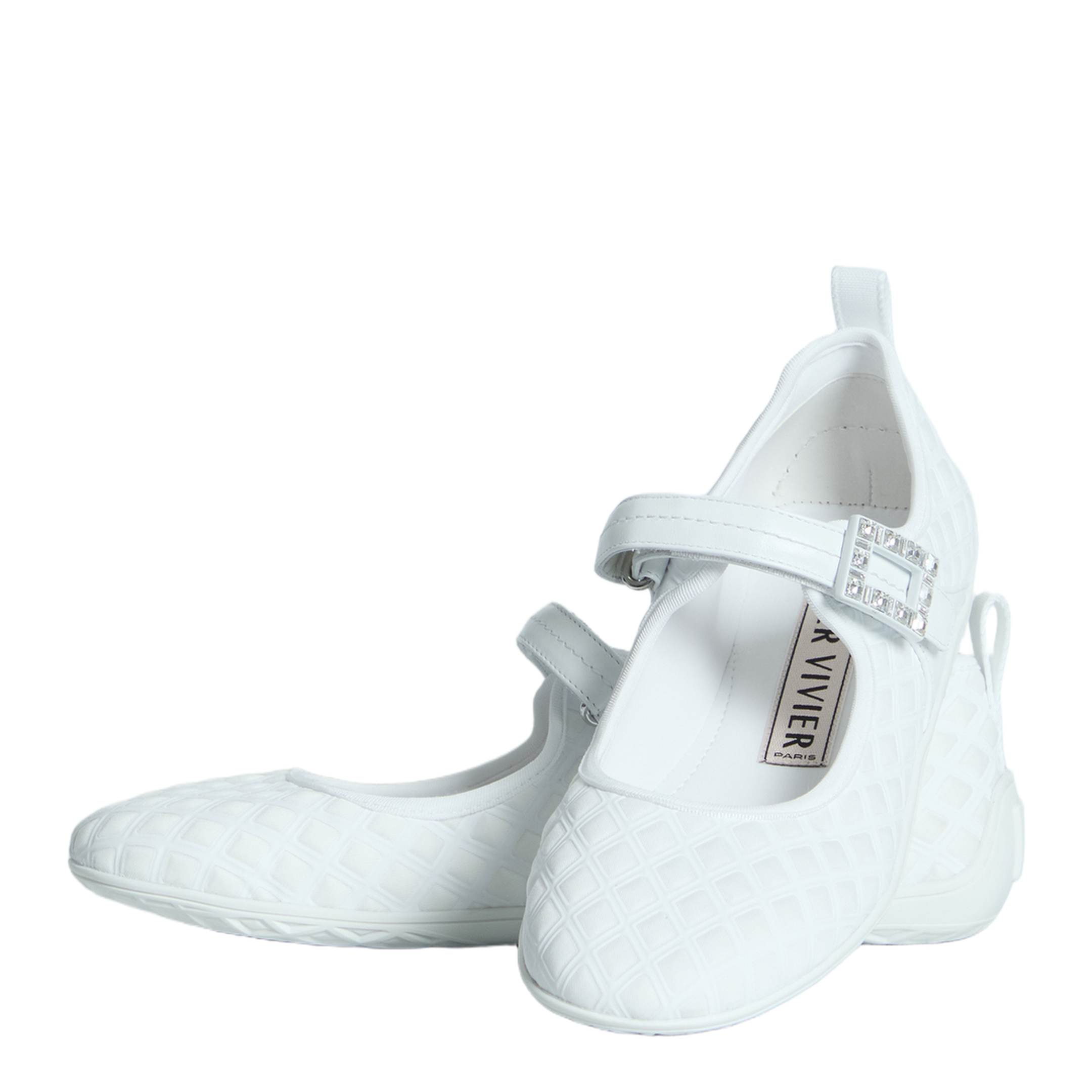 Low Ballerina Flats with Fabric Strap in White