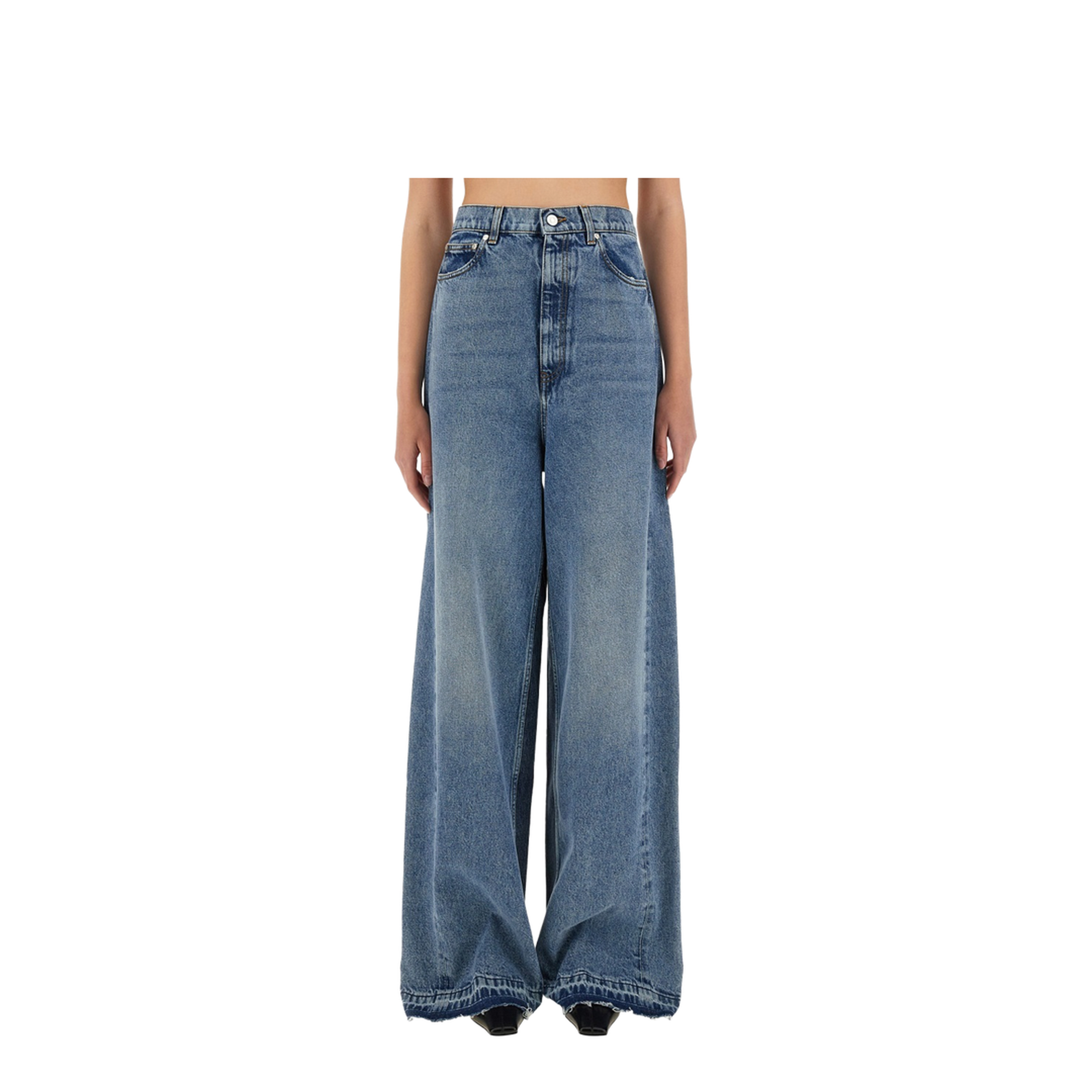 Wide-Leg Jeans with Contrasting Panels