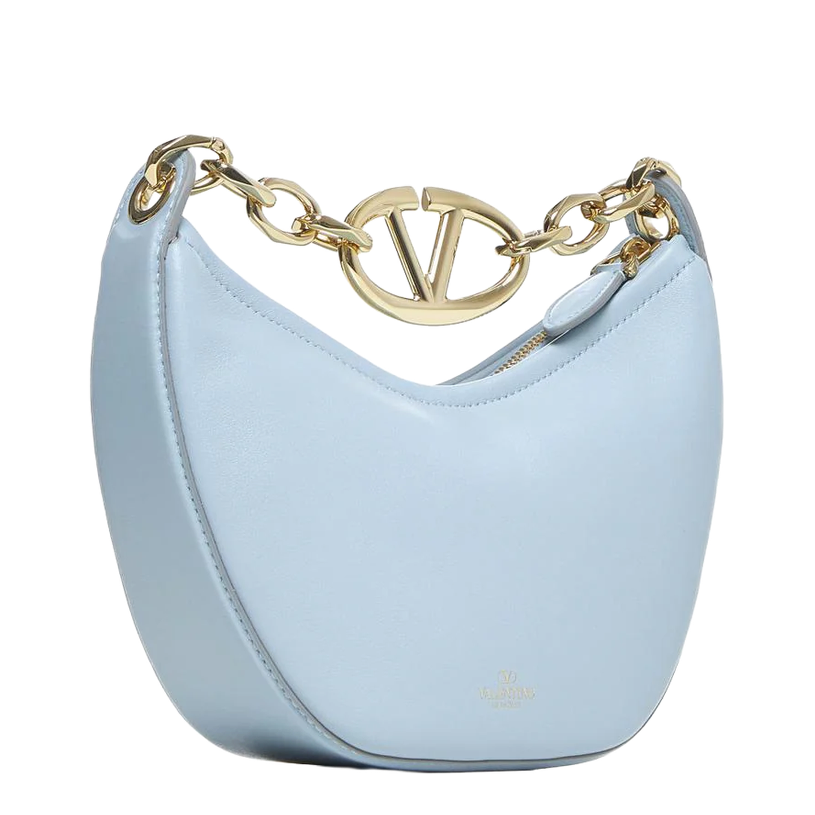 Light blue leather mini Hobo VLogo Moon handbag