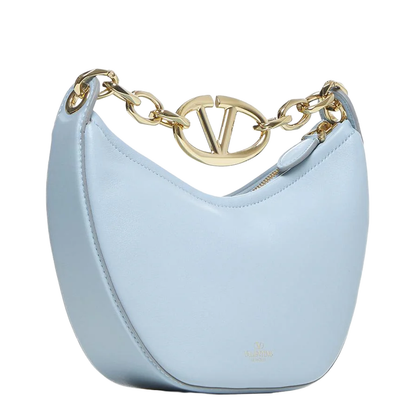 Light blue leather mini Hobo VLogo Moon handbag