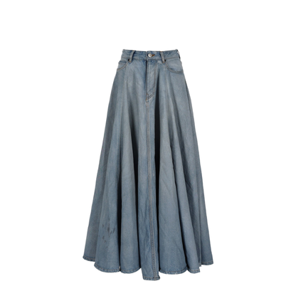 Godet Maxi Skirt in Dirty Light Blue
