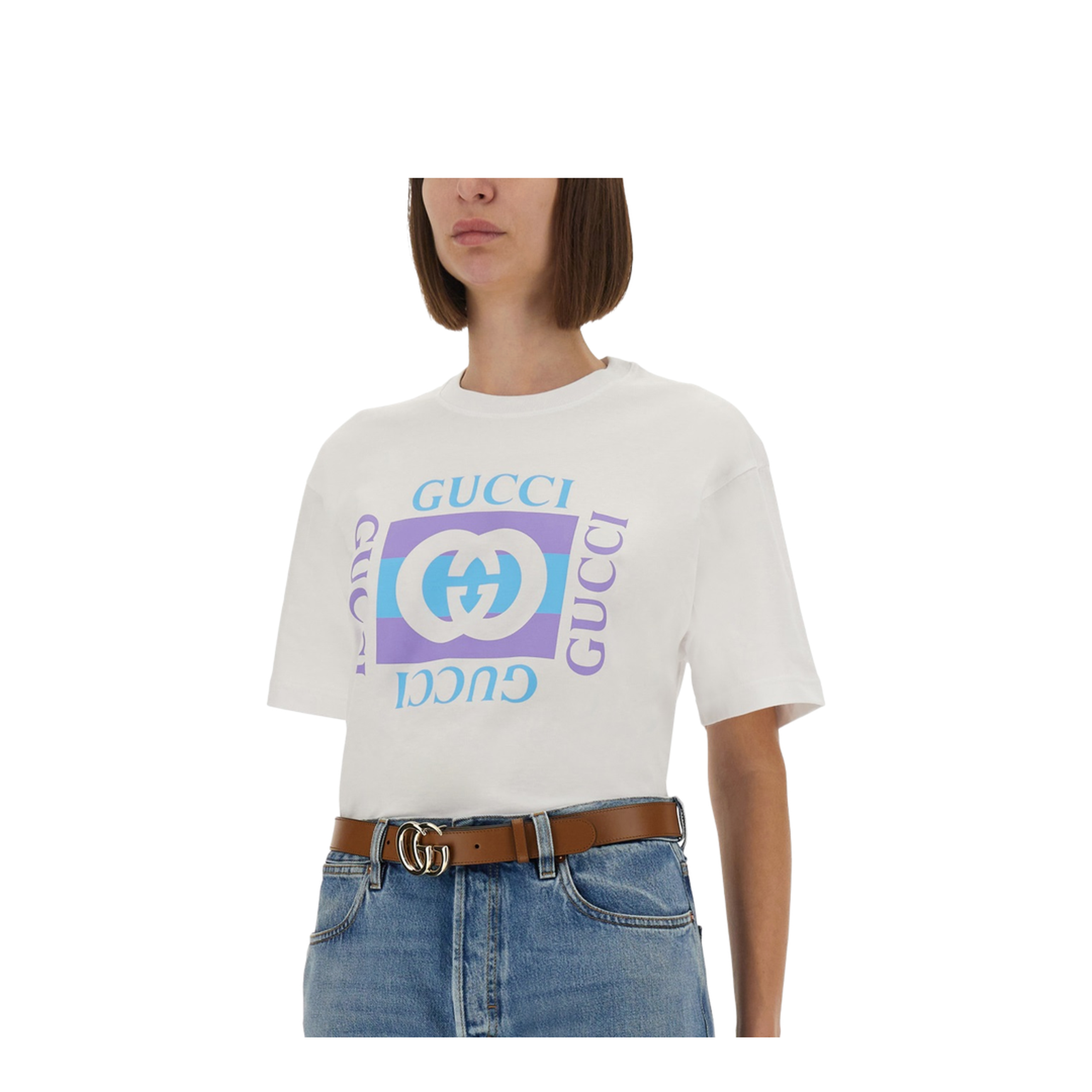 Cotton Jersey T-Shirt with Print in White