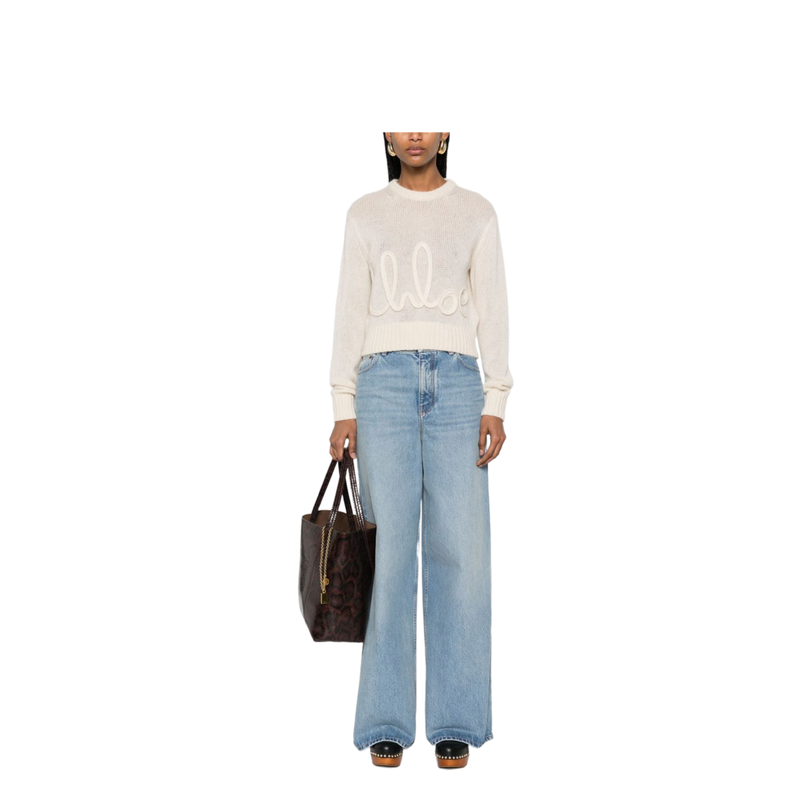 High-rise wide-leg jeans in denim