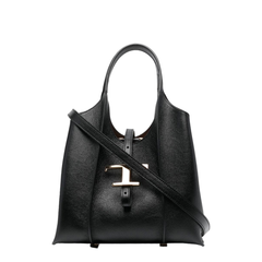 T Timeless Mini Calf Leather Shopping Bag - Black