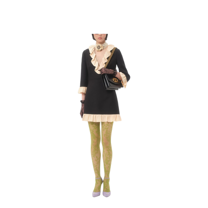 Ruffle-Trim Wool and Silk Mini Dress